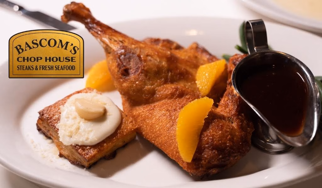 Duck à l'Orange featured as part of the July restaurant specials at Bascom's Chop House in Clearwater FL