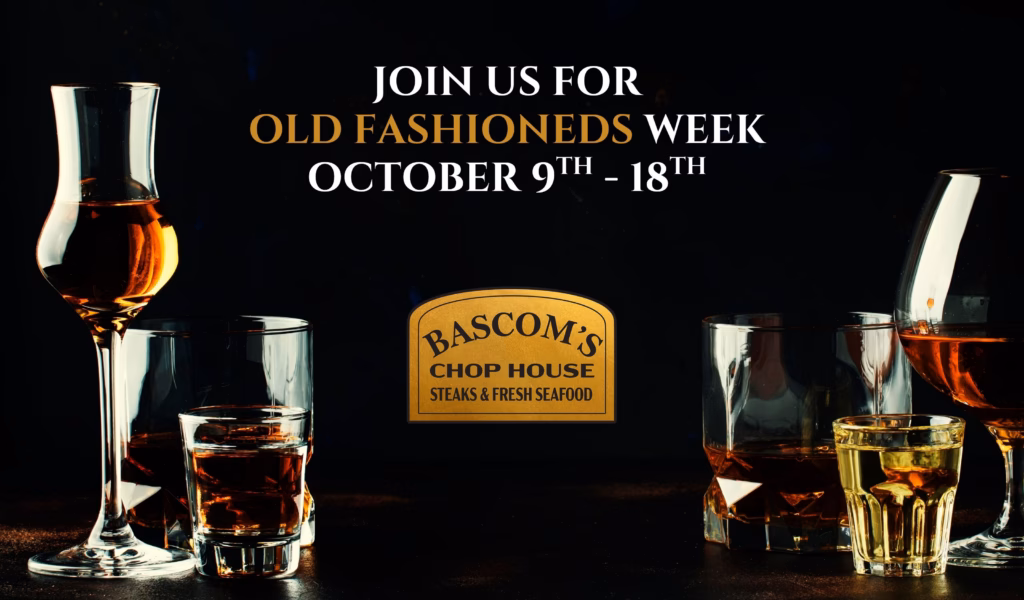 Assorted whiskey cocktails promoting Old Fashioned Week at Bascom’s Chop House in Clearwater